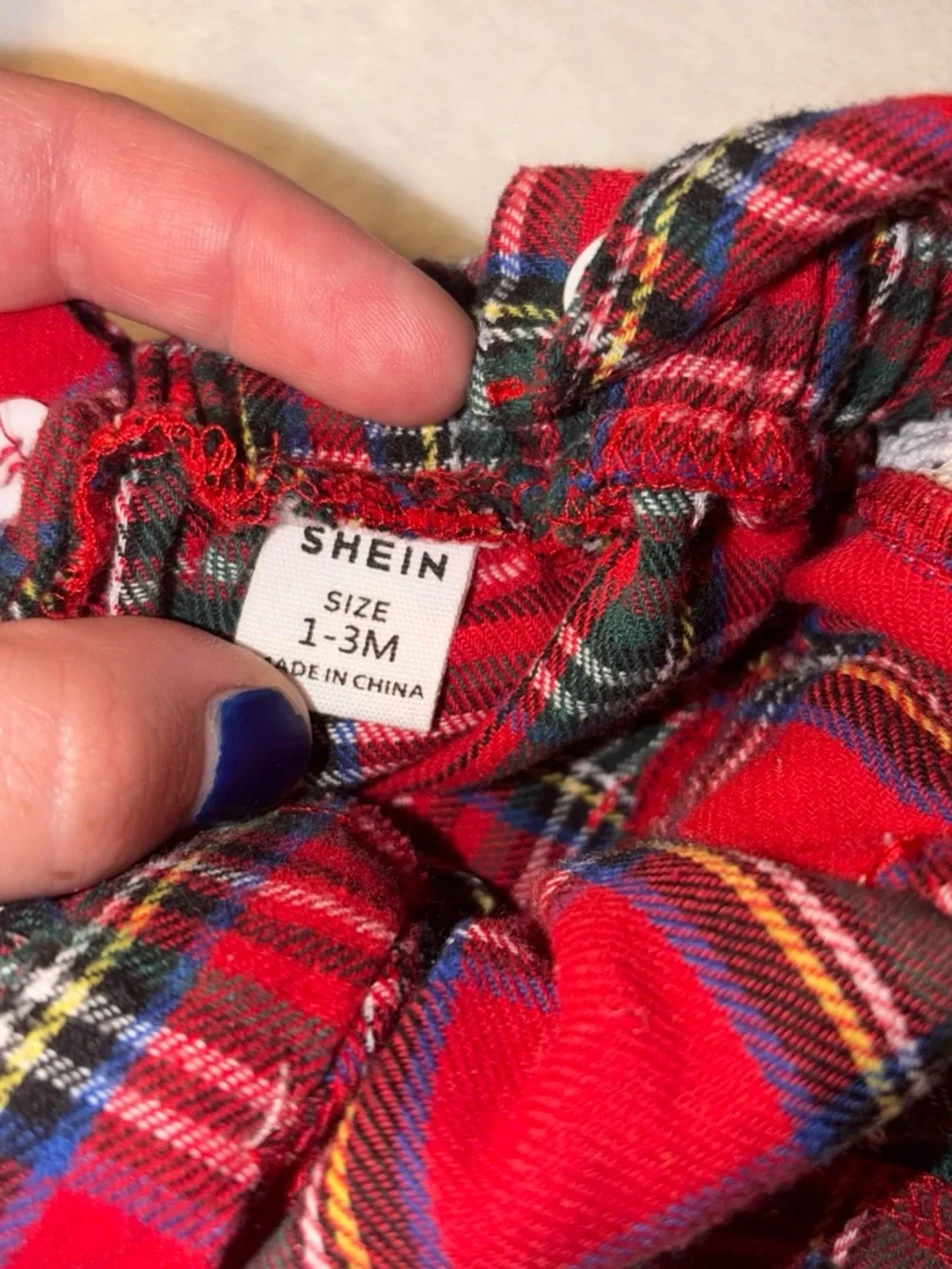 Red Plaid Lace-Trim Baby Romper with Bow SHEIN